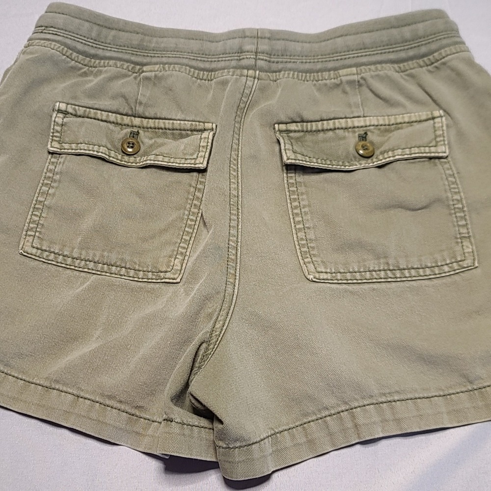 Gap Khakis Utility Shorts Women XS Olive Green Elastic Drawstring Cargo Summer